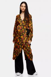 Orange Floral Wrap Dress at Topshop